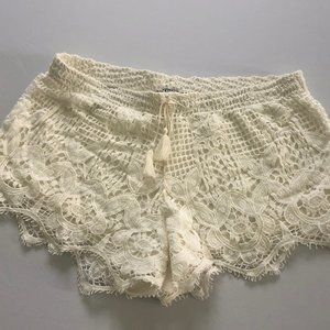Cream Lacy Shorts